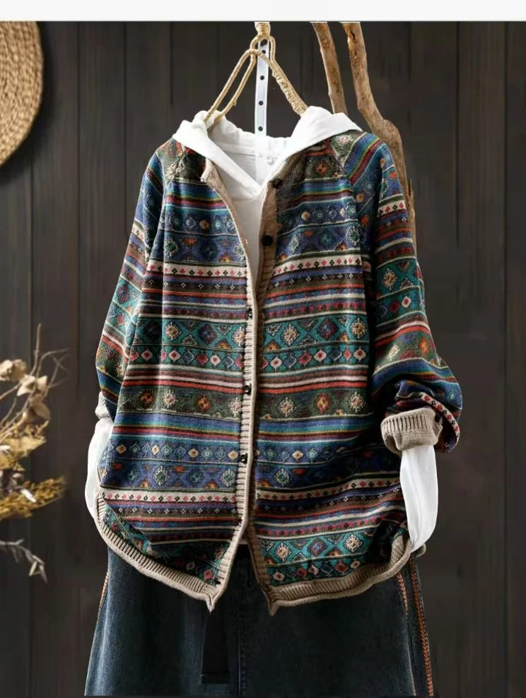 Knitted Versatile Loose Vintage Casual Long-sleeved Top Cardigan
