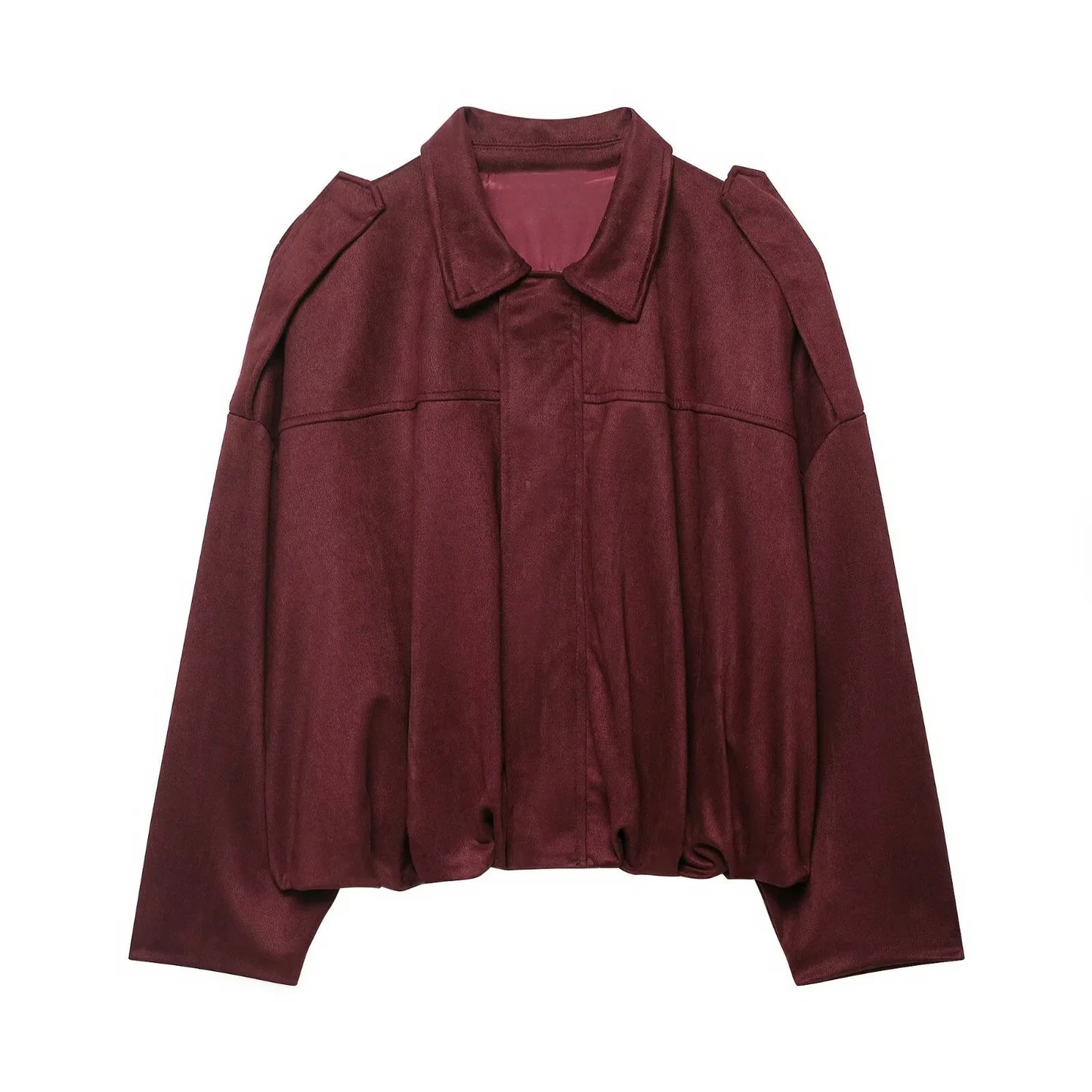 Women's Bomber Jacket Lapel Long Sleeve Zipper Suede Jacket