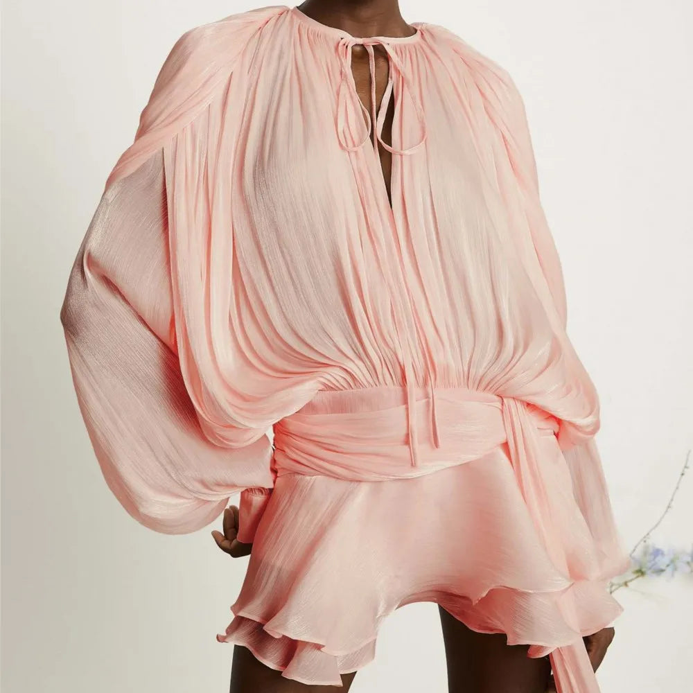 French Vestidos Elegant Puff Sleeve Dress