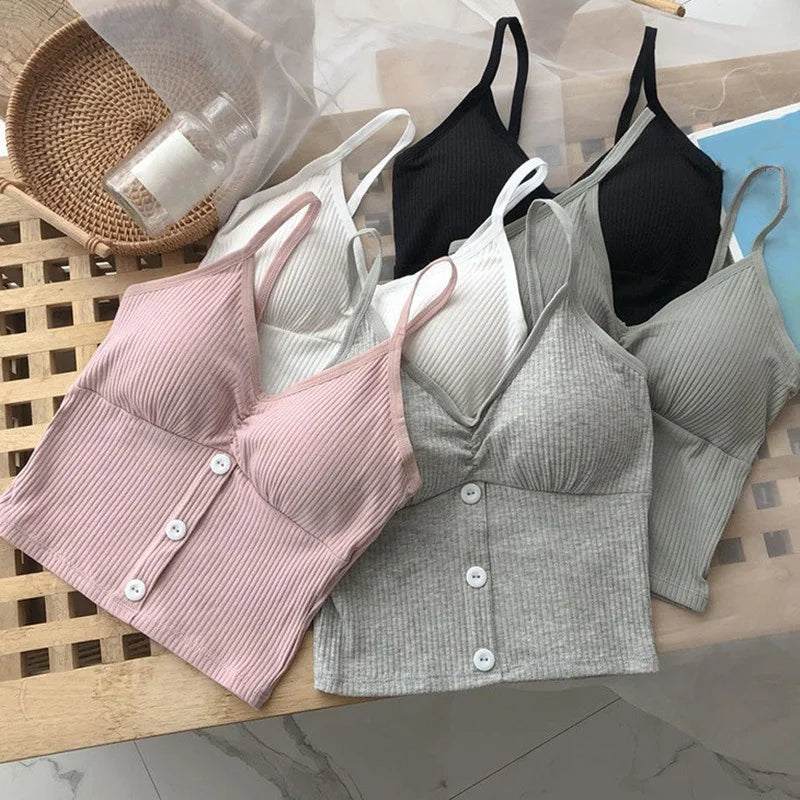 Women Knitted Tank Top Strap Vest