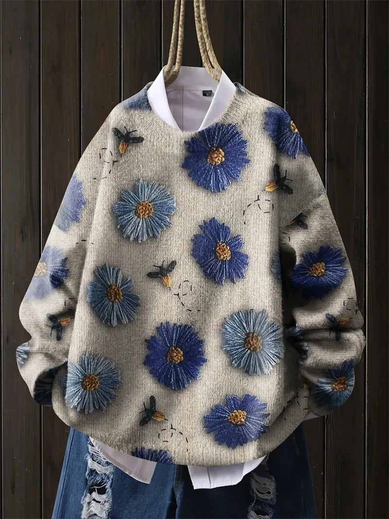 Women's Sweater  Fashion Pullover with beautiful design Loose printed sweater