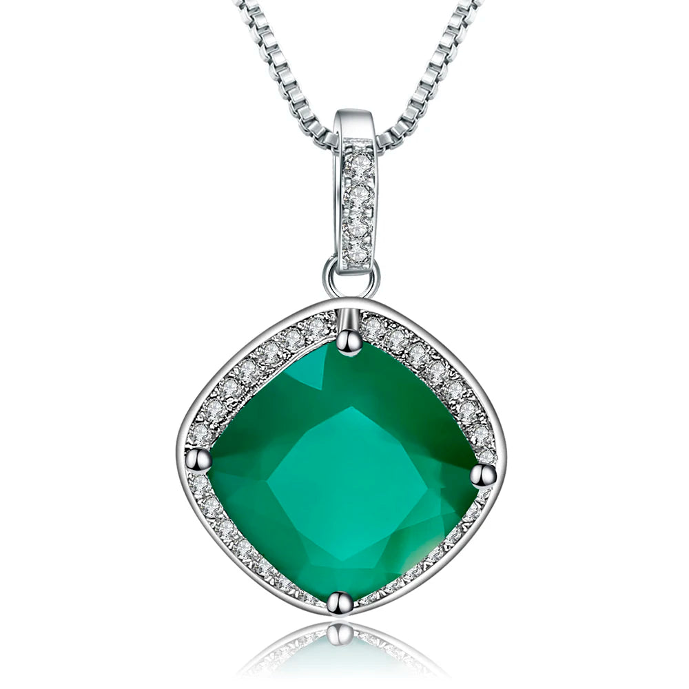 sterling silver original certified green agate stone women's jewelry set