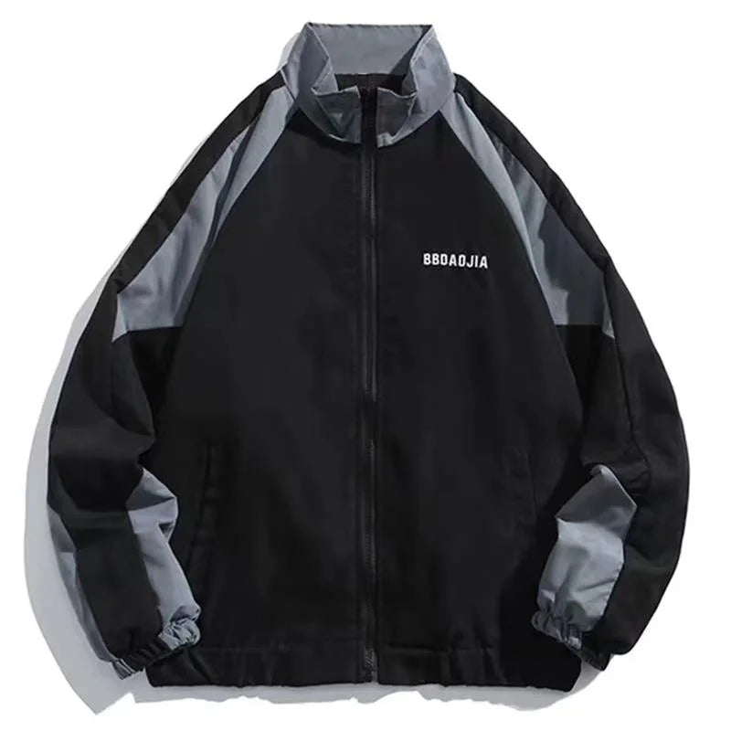 High Street Patchwork Color Block Windbreaker Coats Women