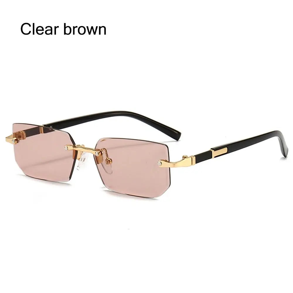 Rimless Sunglasses for Men Women Fashion Frameless Rectangle Sun Glasses