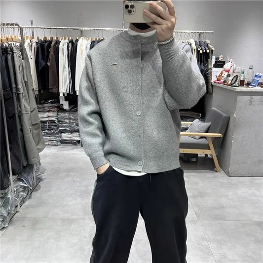 Men's Knitted Open Cardigan round Neck