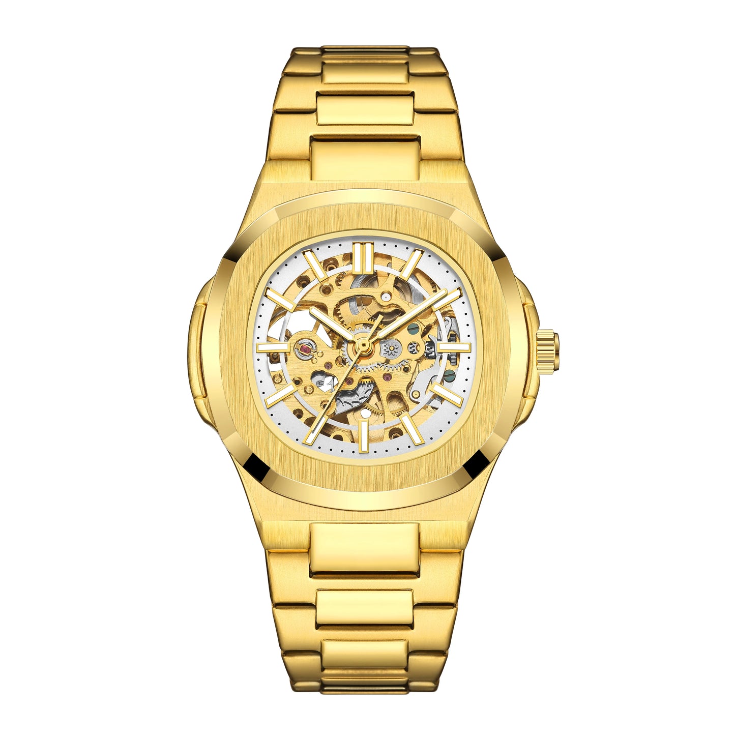 Luxury Automatic Watch For Men Mechanical Wristwatch Skeleton Stainless Steel