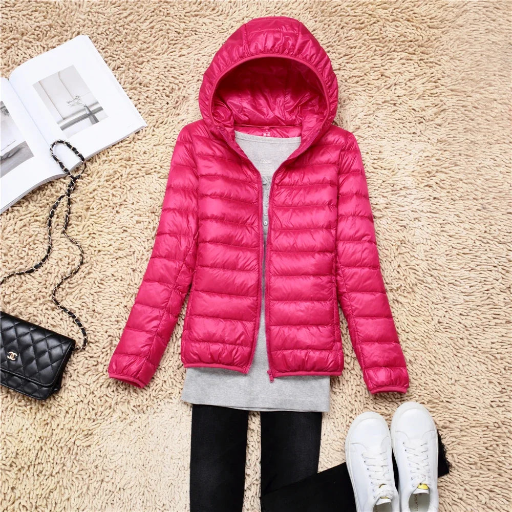 Women Puffer Jacket Ultra Light Weight Packable Hooded Down Coats