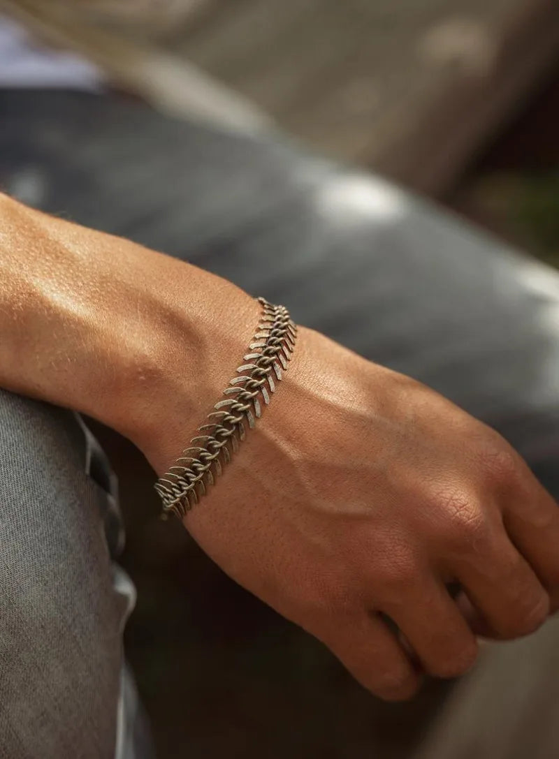 Men's Bracelet - Spine Shaped Brass Bracelet Jewelry Gifts for Men