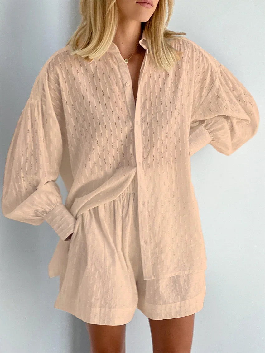 Women's Two PieceLong Sleeved Elegant Shirt 2 Piece Sets Suit
