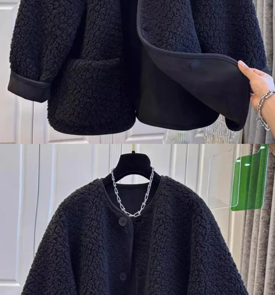 Women Winter Woolen Coat  Single Breasted Female Long Sleeve Jacket