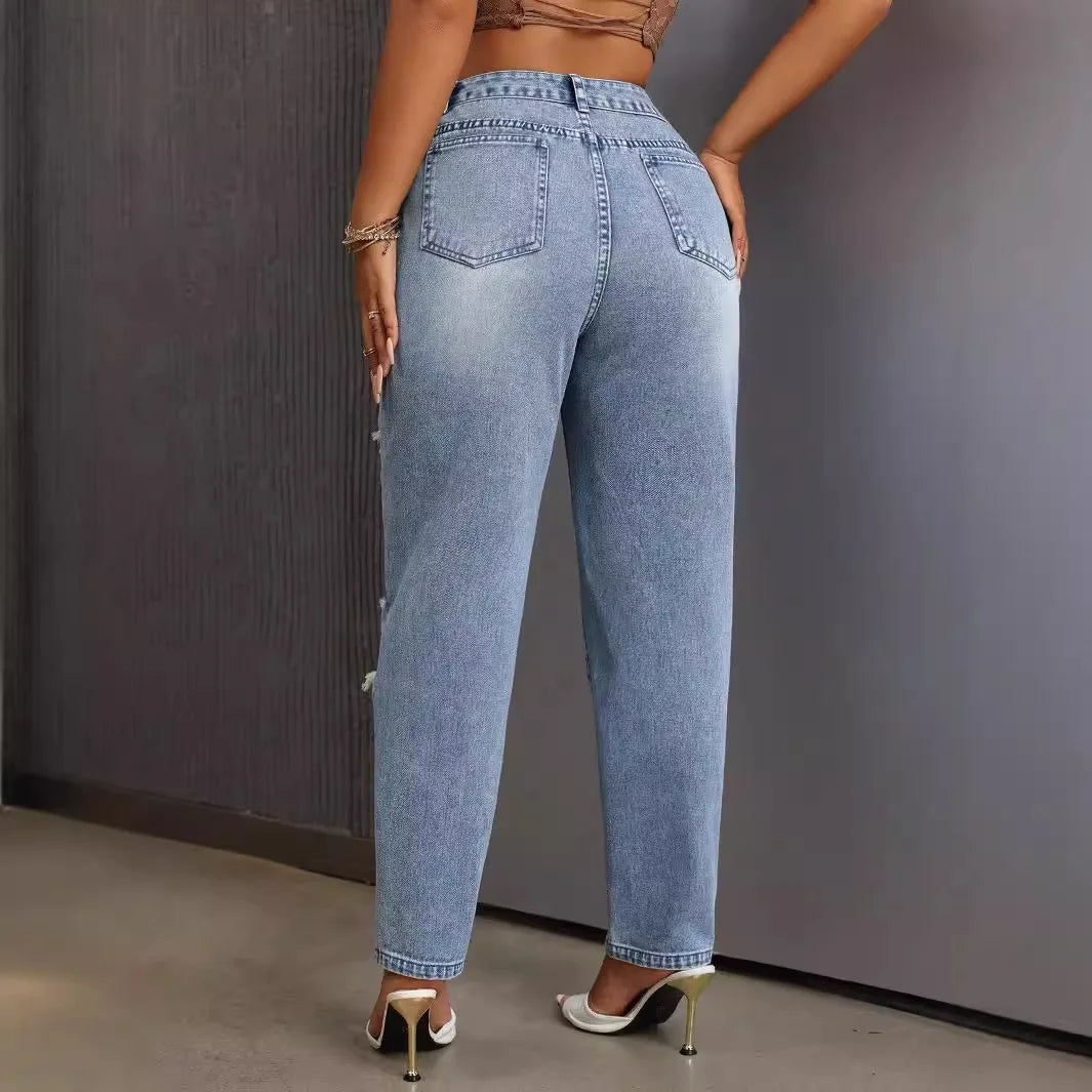 Versatile Casual Washed Ripped Jeans