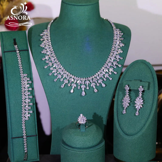Zirconia Necklace Earring Accessories Women's Jewelry Sets