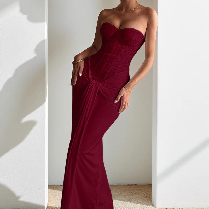 Backless Solid Slim Long Elegant Evening Dress