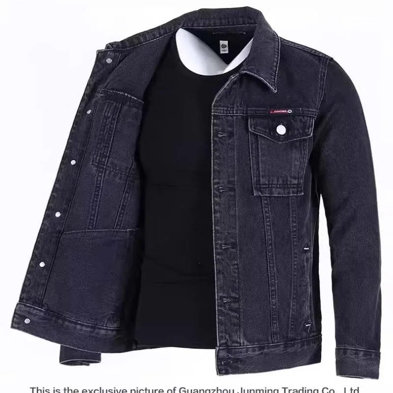 Heavy Denim Men Workwear Coat   Classic outdoor  Button Cow Boy Coat