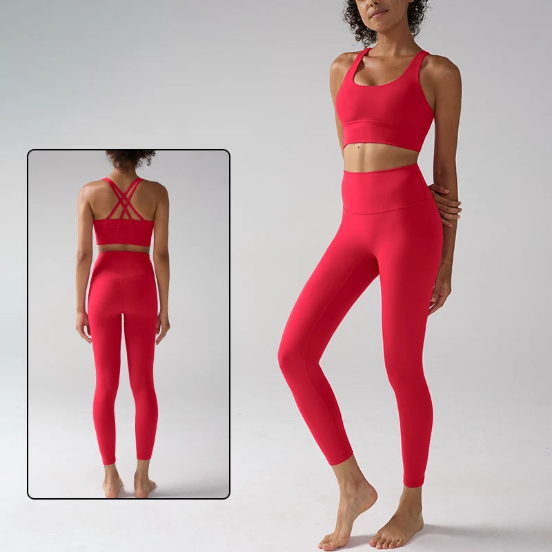 Women's Yoga Set Workout Set 2 Piece High Waist Yoga Leggings