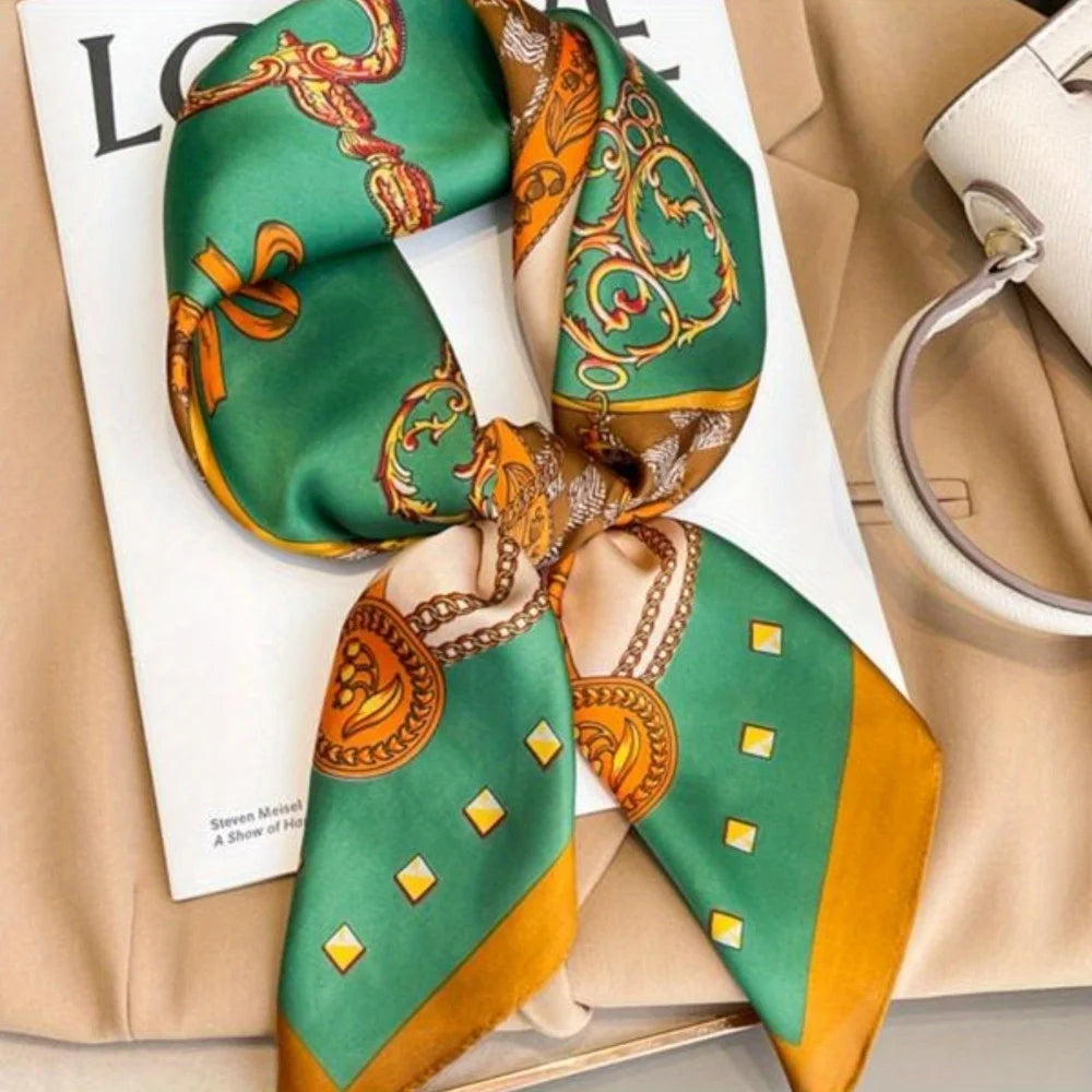 new silk satin square scarf, elegant women's accessories