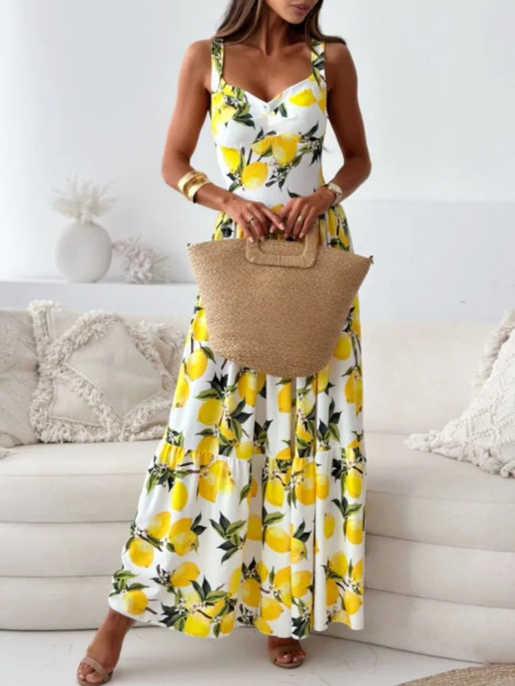 Sexy V Neck Spaghetti Strap Long Dress