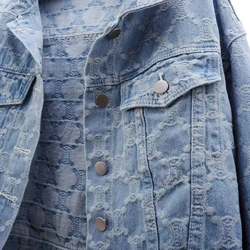 Embroidery Jacquard Cropped Loose-fit Versatile Tweed Jacket