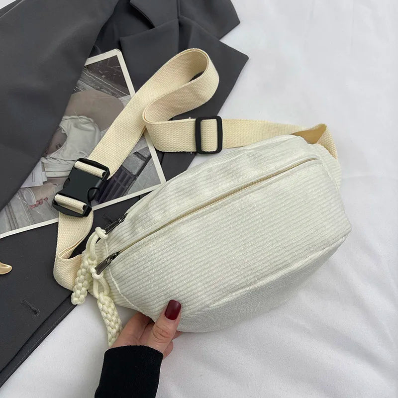 Casual Corduroy Belt Bags for Women