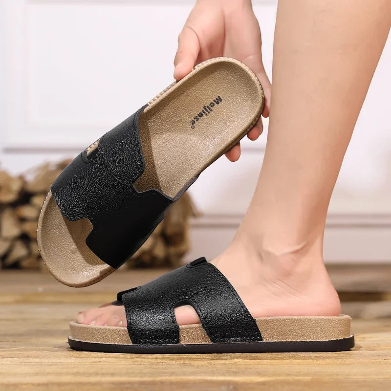 Black Slippers Man Comfortable Soft Platform Slippers