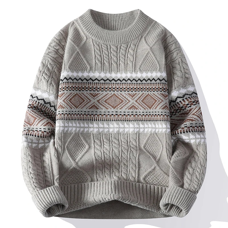 Male Embroidery Pullover Warm Knit Sweater