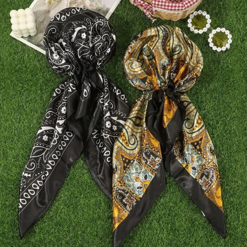 Fashion Leopard Print Print Turban Hat Elegant Thin Satin Head Scarf