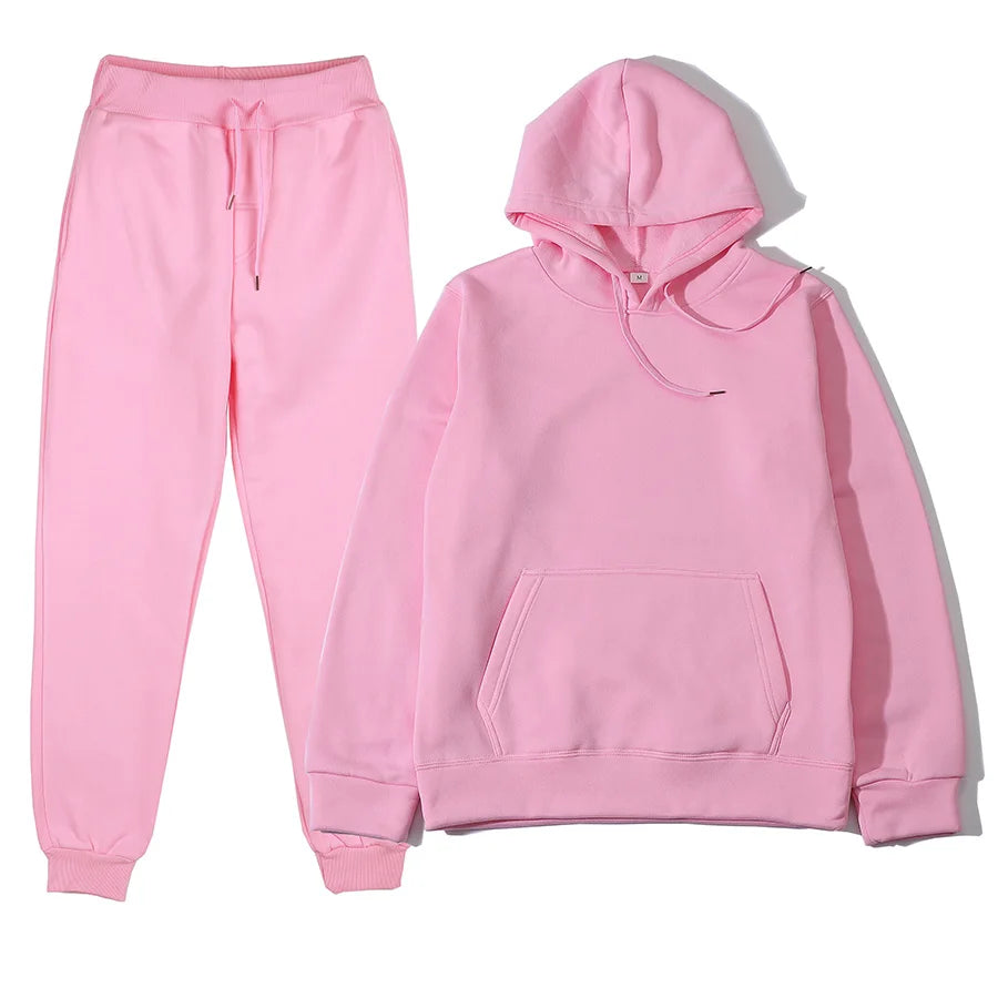 New Solid Color Hoodie+pants Two-piece set