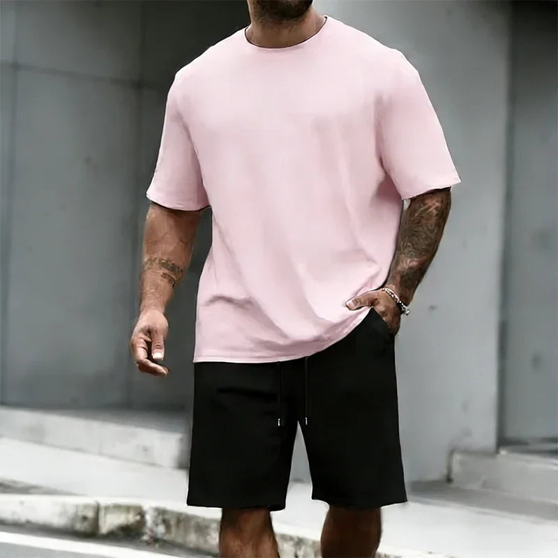Men's Set O-Neck T-shirt & Sports Shorts