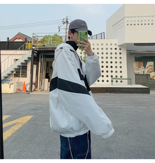 Hip Hop Varsity Jacket Patchwork Color Black