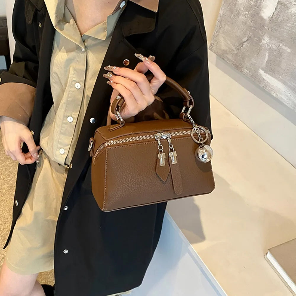 Fashion Tote Bag for Women Retro Simple Boston Bag Small Square Shoulder Bag Crossbody Purse