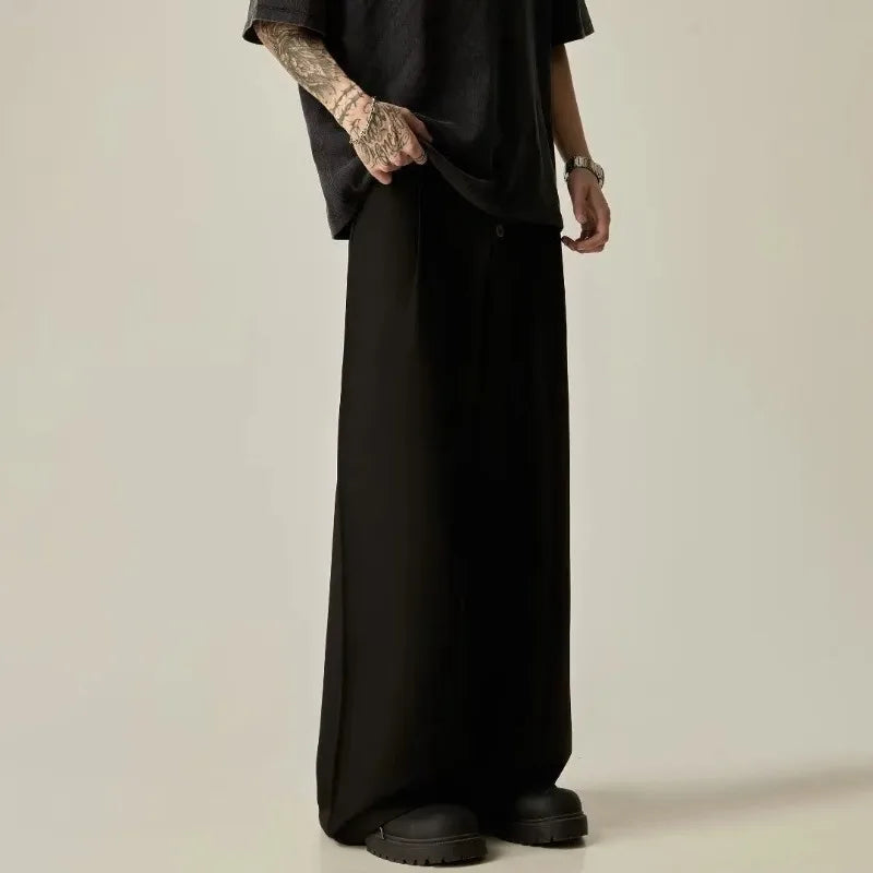 Wide Leg Pleated Trousers Casual Loose Fit