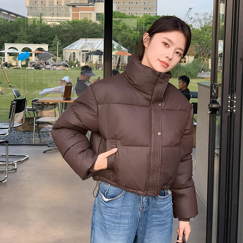 Winter Women Clothes Cropped Jackets Parkas