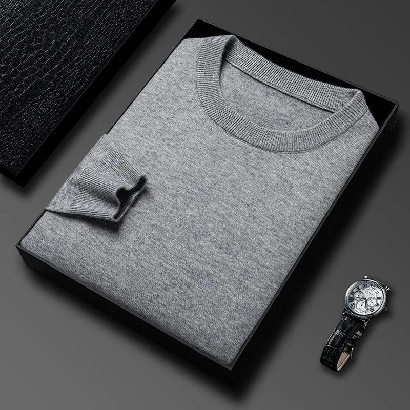Men's Casual Sweater Round Neck Long Sleeve Knitted Sweater