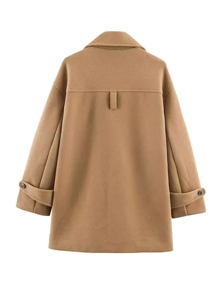 Versatile Loose Casual Coat  Single Breasted Long Sleeve Jacket