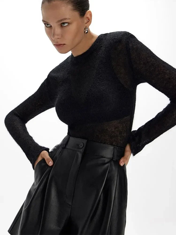 Women Knited Pullover Sweater Lady Casual Crew Neck Long Sleeve