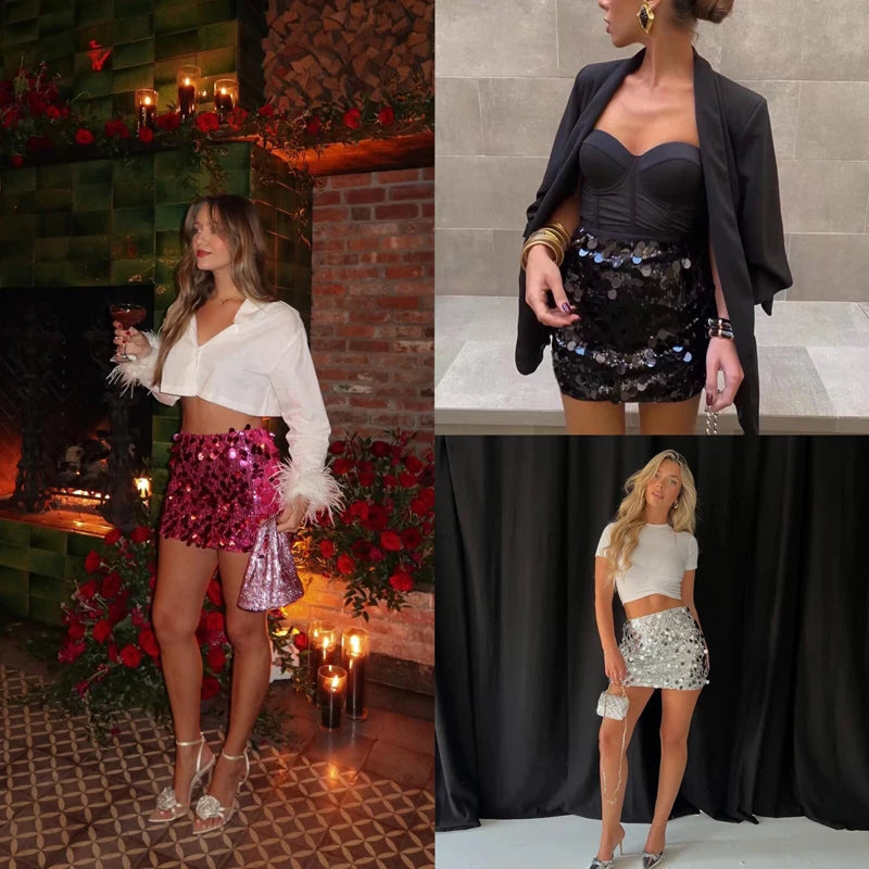 Sequin Skirt for Women  Bodycon High Waist Streetwear Night Out Party Club  Skirts