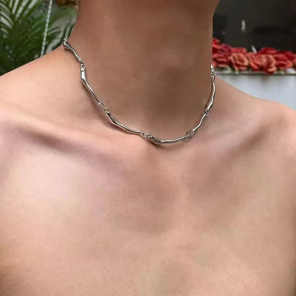 New Irregular Wave Shape Chain Men Necklace
