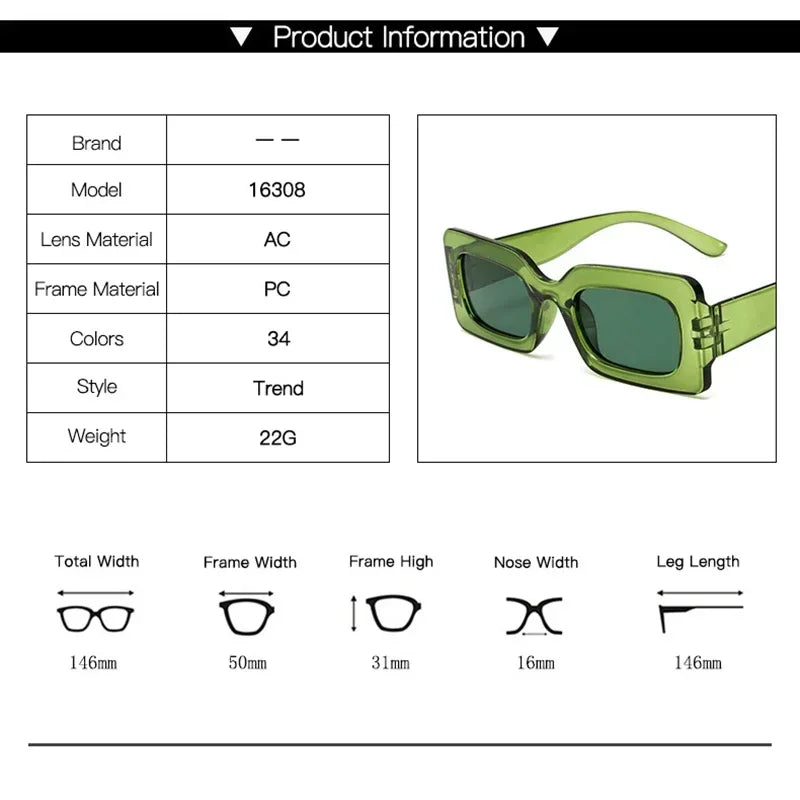 Women's Sunglasses Vintage Rectangle Frame  Glasses