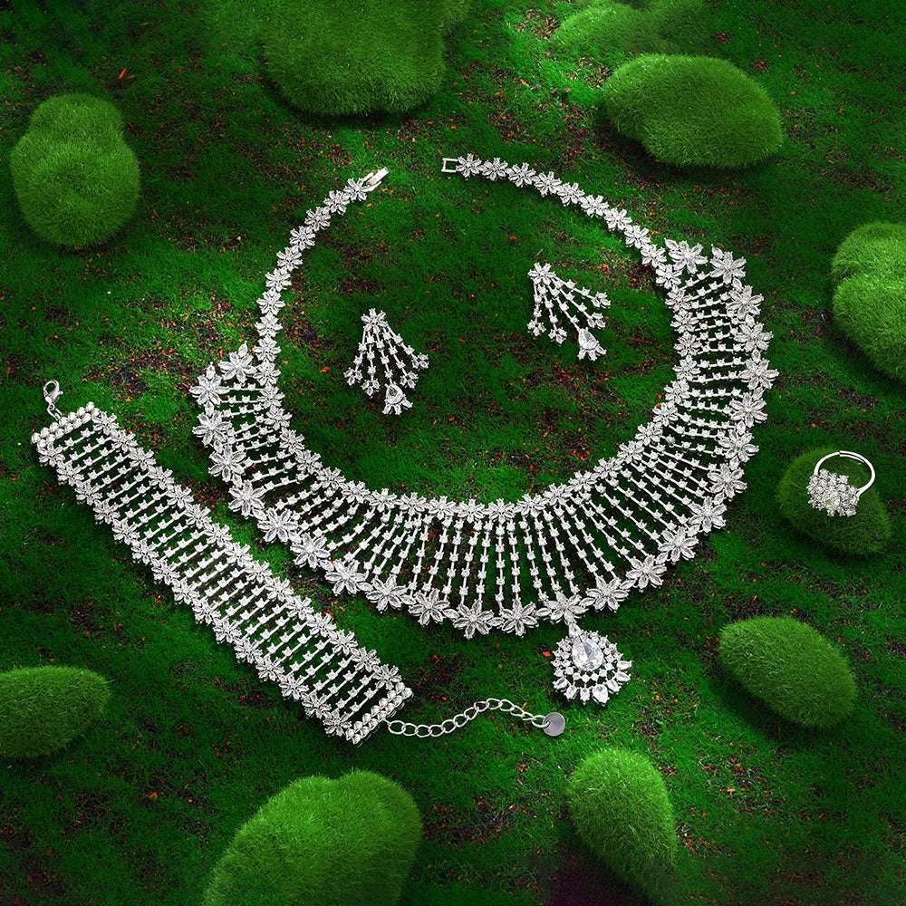 Cubic Zirconia Bridal Wedding Jewelry Set
