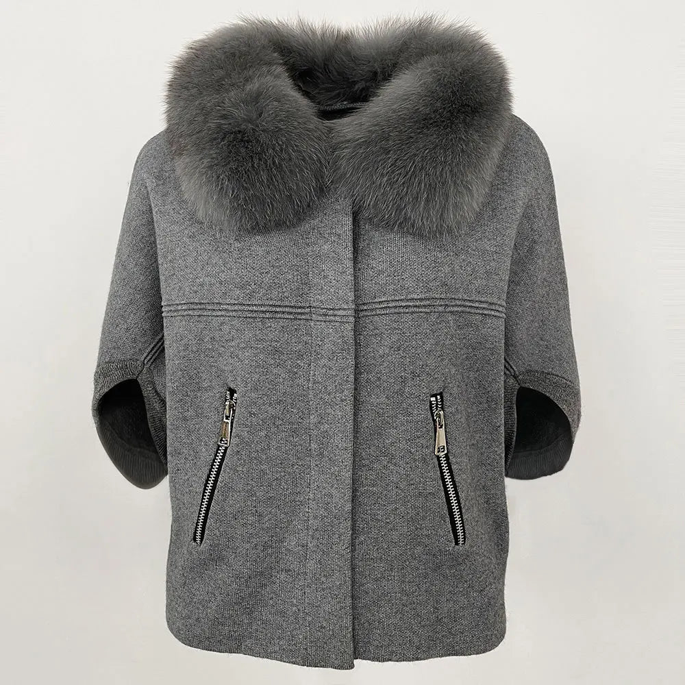 Fashion Knitted Sweater Real Fur Coat