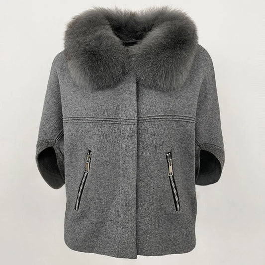 Fashion Knitted Sweater Real Fur Coat