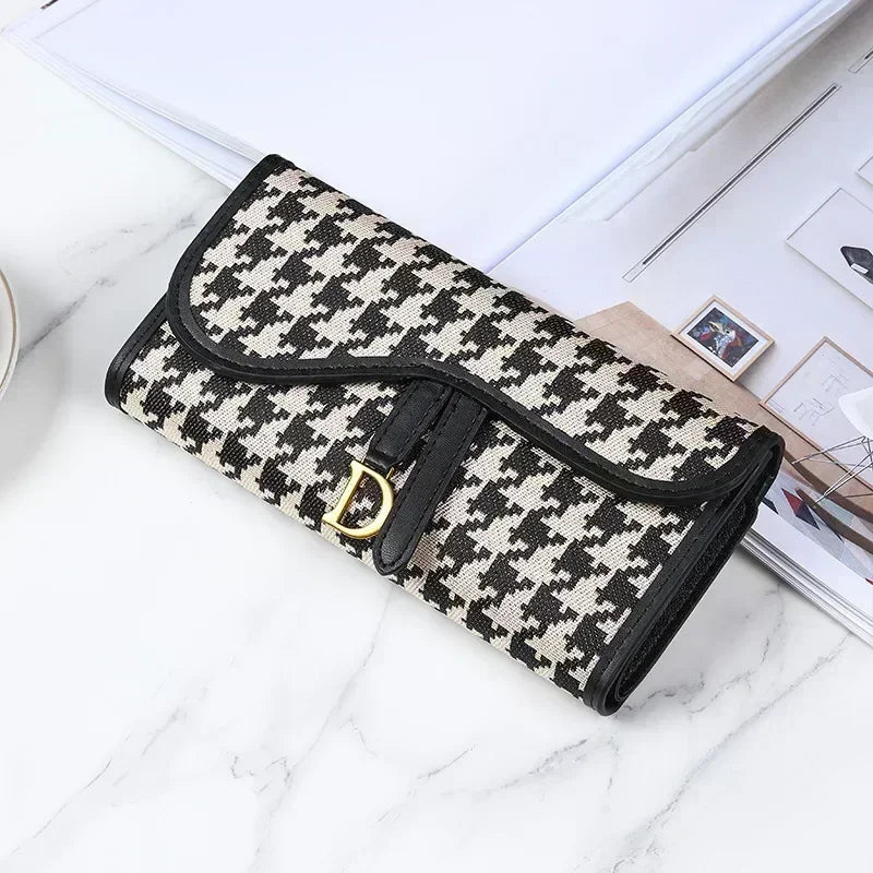 Retro Wallet Women's Long Large Capacity Buckle Multi Card Trifold Handbag