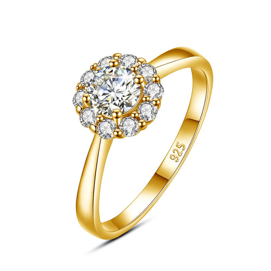 Flower Ring With Moissanite Diamond Pure Silver Women's Jewelry