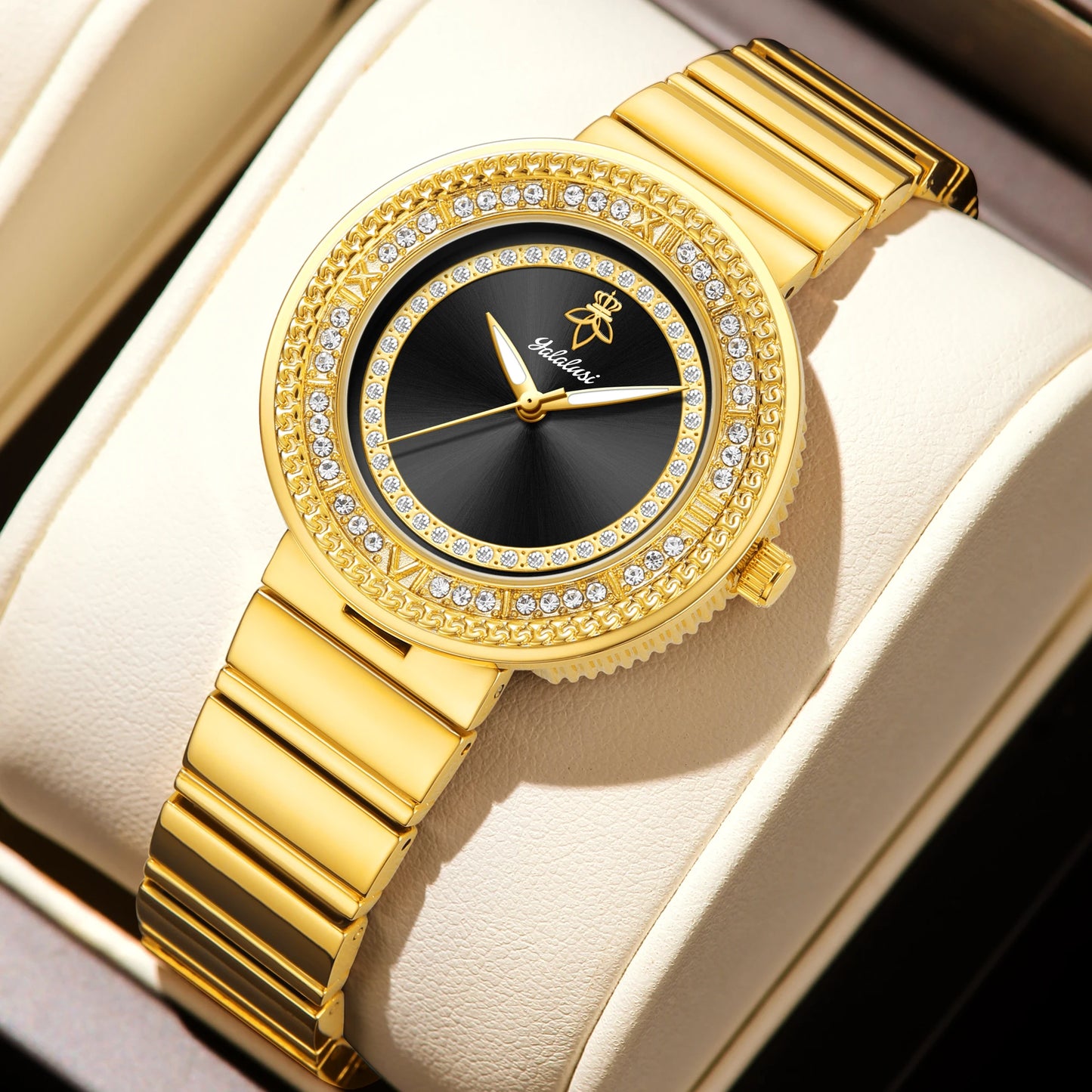 Luxury Diamond-Set Bracelet Watches Quartz Water-Resistant