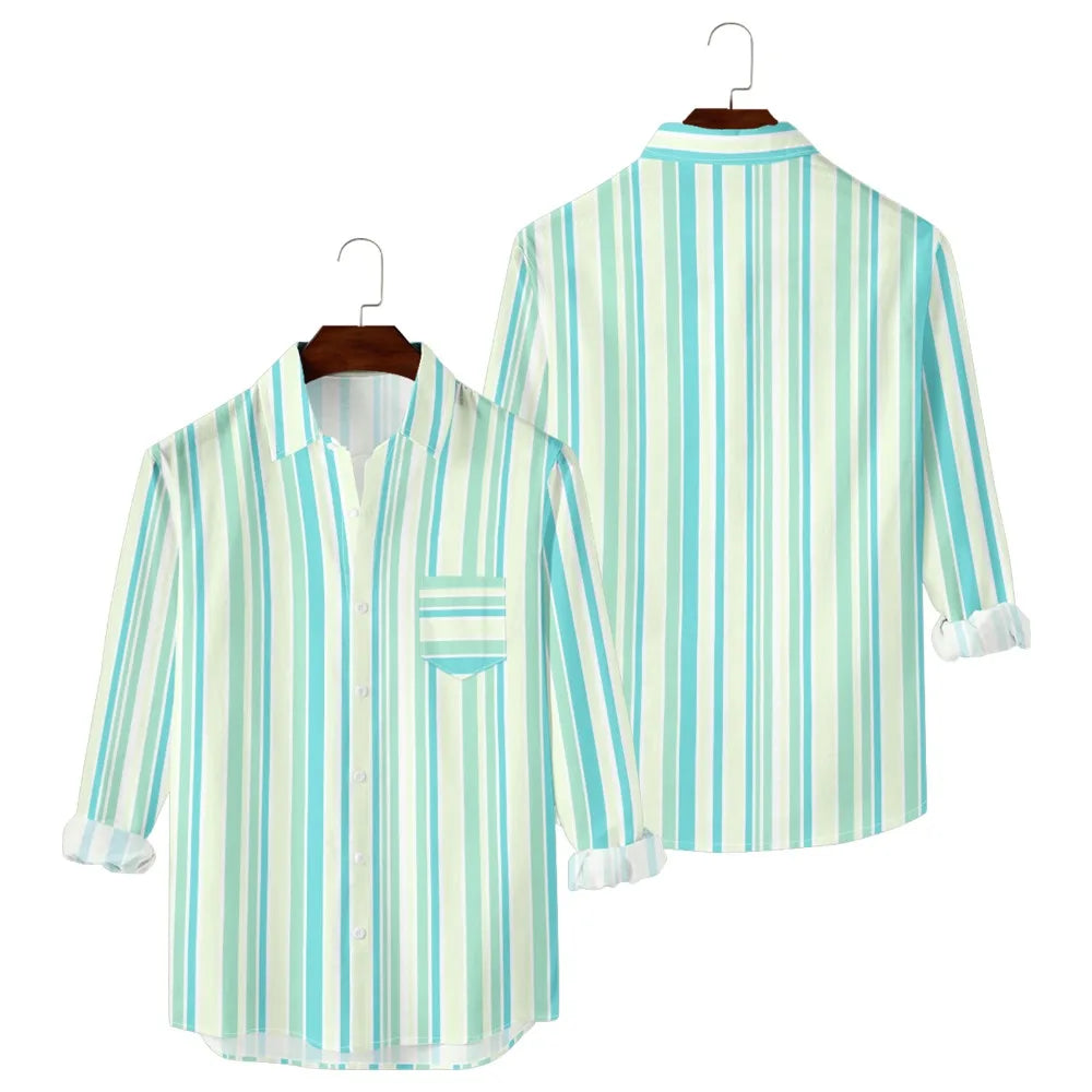 Button Up Shirts Seafoam Striped