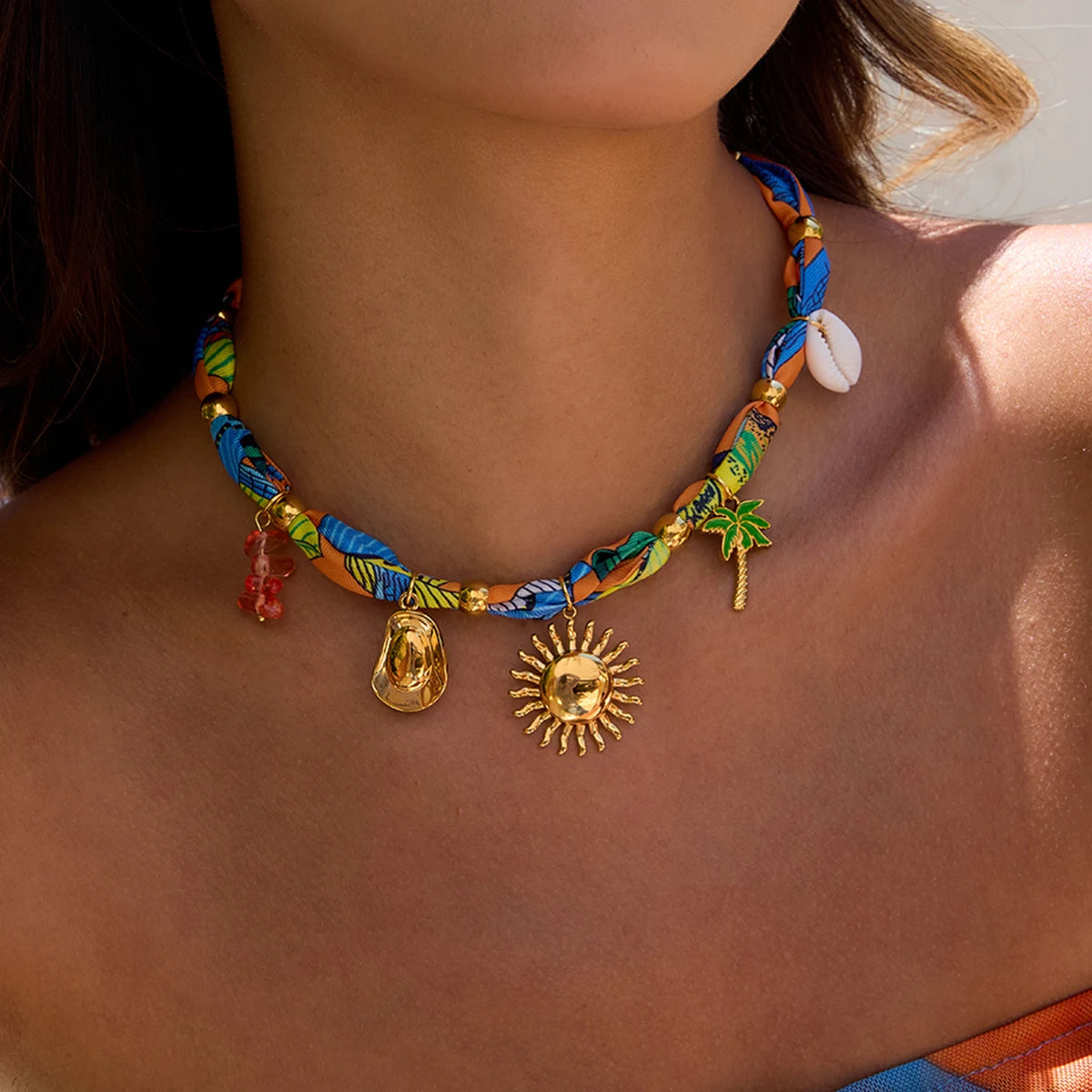 Zora Holiday Style Multi-charm Scarf Necklace