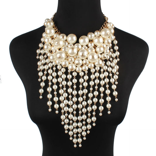 ACRYLIC pearl round necklace earrings tassel wedding women's jewelry