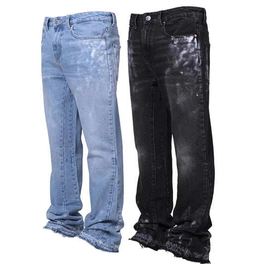 Jeans Men Vintage Straight Pants Mid Waist
