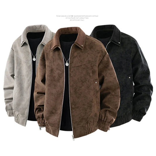 PU Leather Jacket for Men - Oversized Casual Lapel Jacket