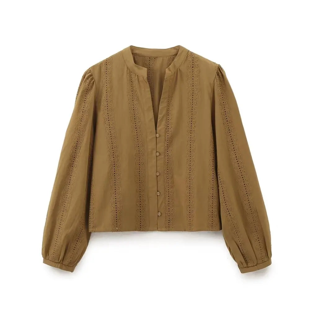 Embroidery Blouses For Lady Fashion Vintage Blouse